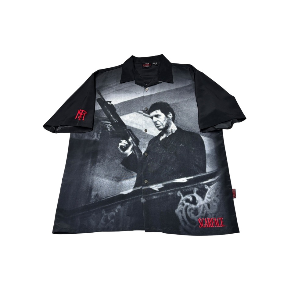 Vintage Scarface Dragonfly Clothing Co Shirt‎ Tony Montana XXL Black Button Down